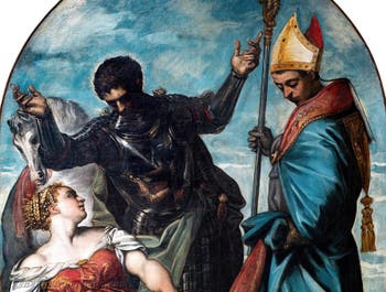 Tintoretto: Der heilige Ludwig, der heilige Georg und die heilige Prinzessin Margareta von Antiochia, in den Accademia-Galerien in Venedig, Italien