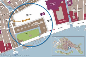 Lageplan des Archäologischen Museums in Venedig, Italien Lageplan des Archäologischen Museums in Venedig, Italien