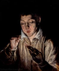 El Greco, El Soplón, Junge, der auf eine Glut bläst, Museum Capodimonte in Neapel, Italien