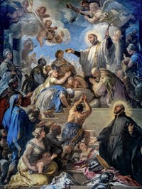 Luca Giordano, Der heilige Franz Xaver tauft die Neophyten und der heilige Franz Borgia, Museum Capodimonte in Neapel, Italien
