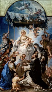 Luca Giordano, Die Madonna unter dem Baldachin, Museum Capodimonte in Neapel, Italien