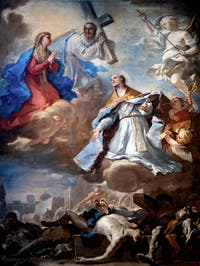 Luca Giordano, San Gennaro bittet die Jungfrau Maria, Christus und den ewigen Vater um Beistand gegen die Pest von 1656, Museum Capodimonte in Neapel, Italien