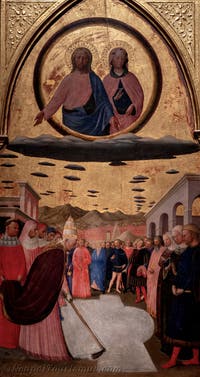 Masolino da Panicale, Gründung der Kirche Santa Maria Maggiore in Rom, Museum Capodimonte in Neapel, Italien