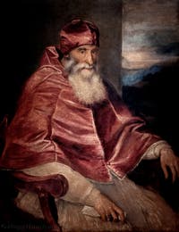 Tizian, Papst Paul III. mit seiner Papstmütze, Museum Capodimonte in Neapel, Italien