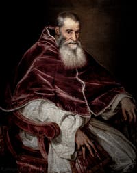 Tizian, Papst Paul III. mit unbedecktem Kopf, Museum Capodimonte in Neapel, Italien