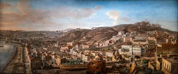 Gaspar Adriaensz Van Wittel, genannt Vanvitelli, Blick auf Neapel mit dem Stadtteil Chiaia vom Pizzofalcone aus gesehen, Galleria d’Italia Zevallos in Neapel, Italien