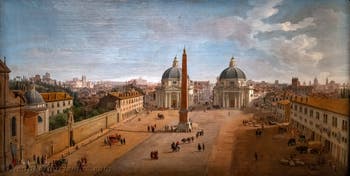 Gaspar Adriaensz Van Wittel, genannt Vanvitelli, Blick auf Rom mit der Piazza del Popolo, Galleria d’Italia Zevallos in Neapel, Italien