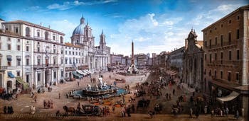 Gaspar Adriaensz Van Wittel, genannt Vanvitelli, Blick auf Rom mit der Piazza Navona, Galleria d’Italia Zevallos in Neapel, Italien