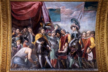 Porträt von Caravaggio, Fresko im Saal des Großen Hauptmanns im Königspalast von Neapel von Battistello