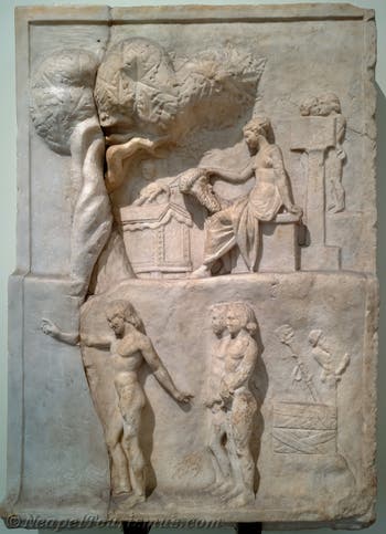 Flachrelief als Allegorie auf Tugend und Wollust, Farnese-Sammlung, Archäologisches Museum von Neapel in Italien