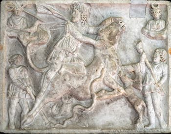 Mithras bei der Opferung eines Stiers, Capri, Archäologisches Museum von Neapel in Italien