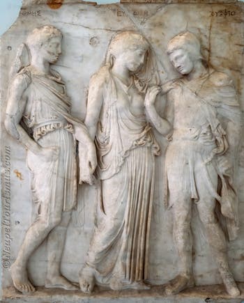 Orpheus, Eurydike und Herme, Herculaneum, Archäologisches Museum von Neapel in Italien