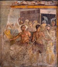 Fresko Achilleus und Briseis, Pompeji, Casa del Poeta Tragico, Archäologisches Museum Neapel