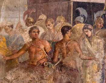 Fresko Achilleus und Briseis, Pompeji, Casa del Poeta Tragico, Archäologisches Museum Neapel
