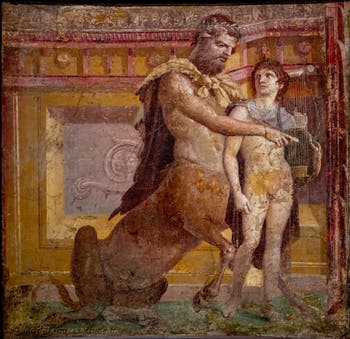 Fresko Achilles und Chiron, Herculaneum, Basilika, Archäologisches Museum von Neapel