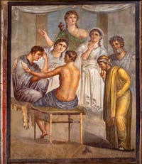 Fresko Das Orakel prophezeit den Tod von Admetos, Herculaneum, Basilika, Archäologisches Museum Neapel