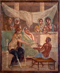 Fresko Alkestis und Admetos, Pompeji, Casa del Poeta tragico, Archäologisches Museum Neapel