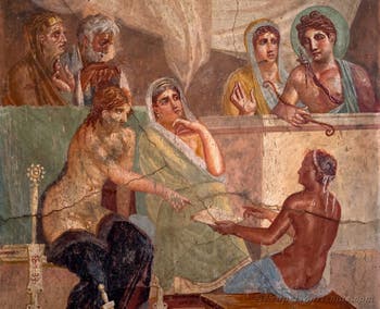 Fresko Alkestis und Admetos, Pompeji, Casa del Poeta tragico, Archäologisches Museum Neapel