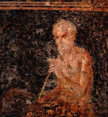 Fresko Sitzender alter Mann, Stabiae, Villa di Ariadne, Archäologisches Museum Neapel