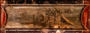 Wandgemälde Architektonische und Flusslandschaft, Pompeji, Archäologisches Museum von Neapel