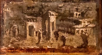 Wandgemälde Architektonische Landschaft, Pompeji, Archäologisches Museum von Neapel