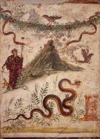 Fresko Bacchus und der Vesuv, Pompeji, Casa del Centenario, Archäologisches Museum Neapel
