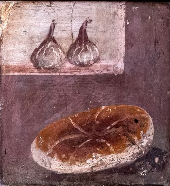 Fresko Brot und Feigen, Herculaneum, Archäologisches Museum Neapel