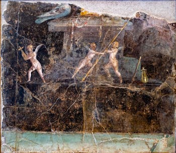 Fresko Amoren spielen mit den Attributen der Venus, Portici, Reale Scuderia, Archäologisches Museum Neapel