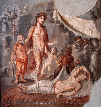 Fresko Dionysos entdeckt Ariadne verlassen am Strand, Pompeji, Archäologisches Museum Neapel