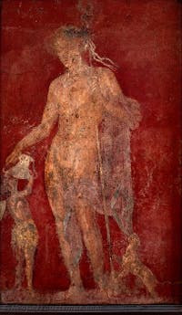 Fresko Dionysos, Satyr und Panther, Pompeji, Casa dei Dioscuri, Archäologisches Museum Neapel