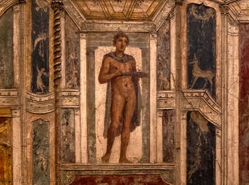 Wandgemälde mit Darstellungen von Dyonisos, Satyrn und Nymphen, Pompeji, Casa di Meleagro, Archäologisches Museum von Neapel