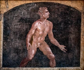 Fresko ,Diskobolos, Stabiae, Villa di Ariadne, Archäologisches Museum Neapel