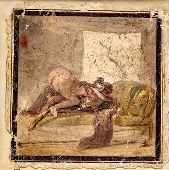 Szene, die einen Geschlechtsakt darstellt, Pompeji, bordell, Archäologisches Museum Neapel