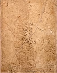 Graffiti, das einen Geschlechtsakt darstellt, Pompeji, bordell, Archäologisches Museum Neapel
