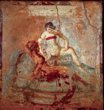 Szene, die einen Geschlechtsakt darstellt, Pompeji, bordell, Archäologisches Museum Neapel