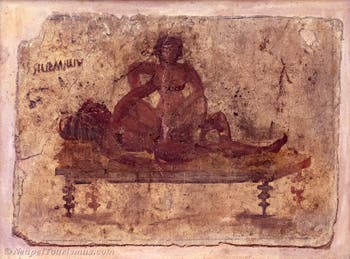 Szene, die einen Geschlechtsakt darstellt, Pompeji, bordell, Archäologisches Museum Neapel