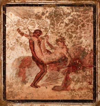Szene, die einen Geschlechtsakt mit Sodomie darstellt, Pompeji, bordell, Archäologisches Museum Neapel