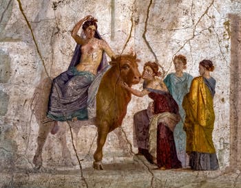 Fresko Europa auf dem Stier, Pompeji, Casa di Giasone, Archäologisches Museum von Neapel