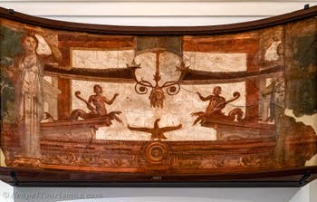 Wandgemälde Heiligtum mit Karyatiden, Herculaneum, Augusteum, Archäologisches Museum von Neapel