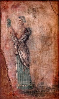Fresko Frau mit Spiegel, Stabiae, Villa di Ariadne, Archäologisches Museum Neapel