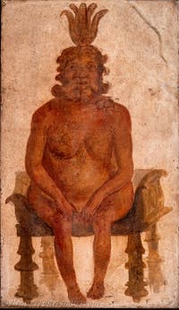 Fresko Gott Bes, Pompeji, Tempio di Iside, Sacrarium, Archäologisches Museum Neapel