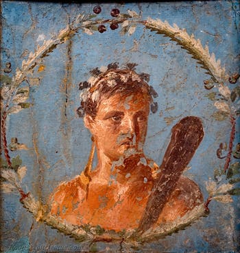 Fresko Herkules mit seiner Keule gekrönt, Herculaneum, Archäologisches Museum Neapel
