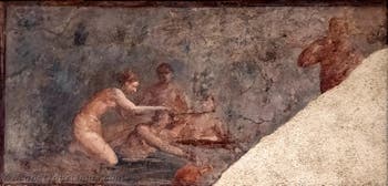 Fresko Herkules und Hylas, gefangen genommen von den Nymphen, Herculaneum, Augusteum, Archäologisches Museum Neapel
