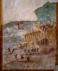 Wandgemälde von Iliu persis, vor der Eroberung Trojas, Pompeji, Haus IX 7, 16, Archäologisches Museum von Neapel