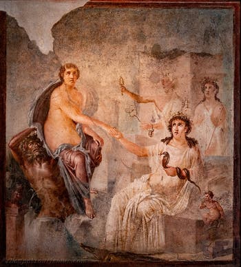 Fresko Io wird von Isis in Kanopus empfangen, Pompeji, Tempio di Iside, Archäologisches Museum Neapel