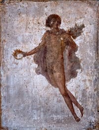 Wandmalerei, Fliegender junger Mann, Stabiae, Villa di Ariadne, Archäologisches Museum von Neapel