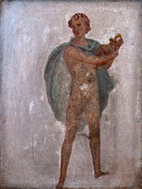 Wandmalerei, Junger Mann mit Vase, Stabiae, Villa di Ariadne, Archäologisches Museum von Neapel