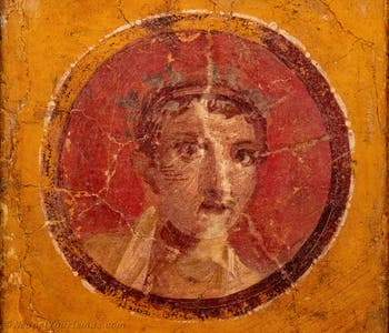 Fresko Porträt eines gekrönten jungen Mannes, Vesuv-Gebiet, Archäologisches Museum Neapel