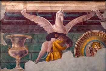 Fresko Kampf zwischen Greifen und Arimaspen, Pompeji, Villa dei Misteri, Archäologisches Museum Neapel