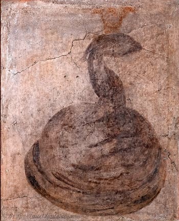 Fresko Die heilige Kobra, Pompeji, Tempel der Isis, Sacrarium, Archäologisches Museum Neapel